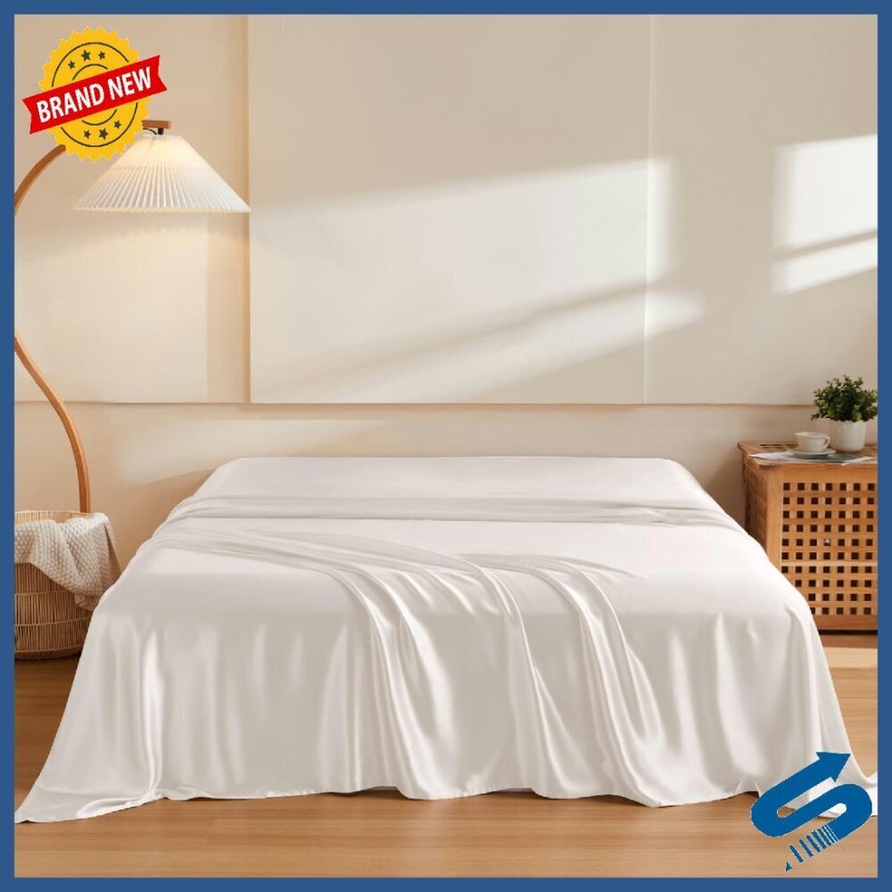 Queen Size 100% Mulberry Silk Flat Sheet Luxury Cooling Bedding